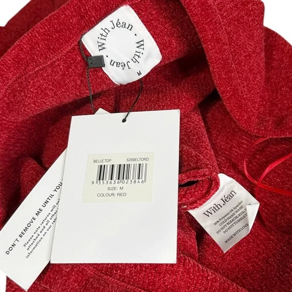 WITH JÉAN Belle Crushed Velvet Strapless Top, Red, Medium - Picture 10 of 11